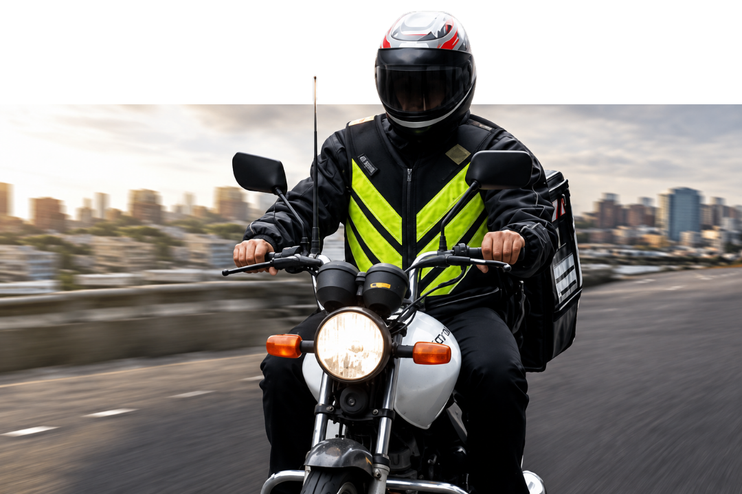 Motoboy da HTV Eletrônicos em entrega